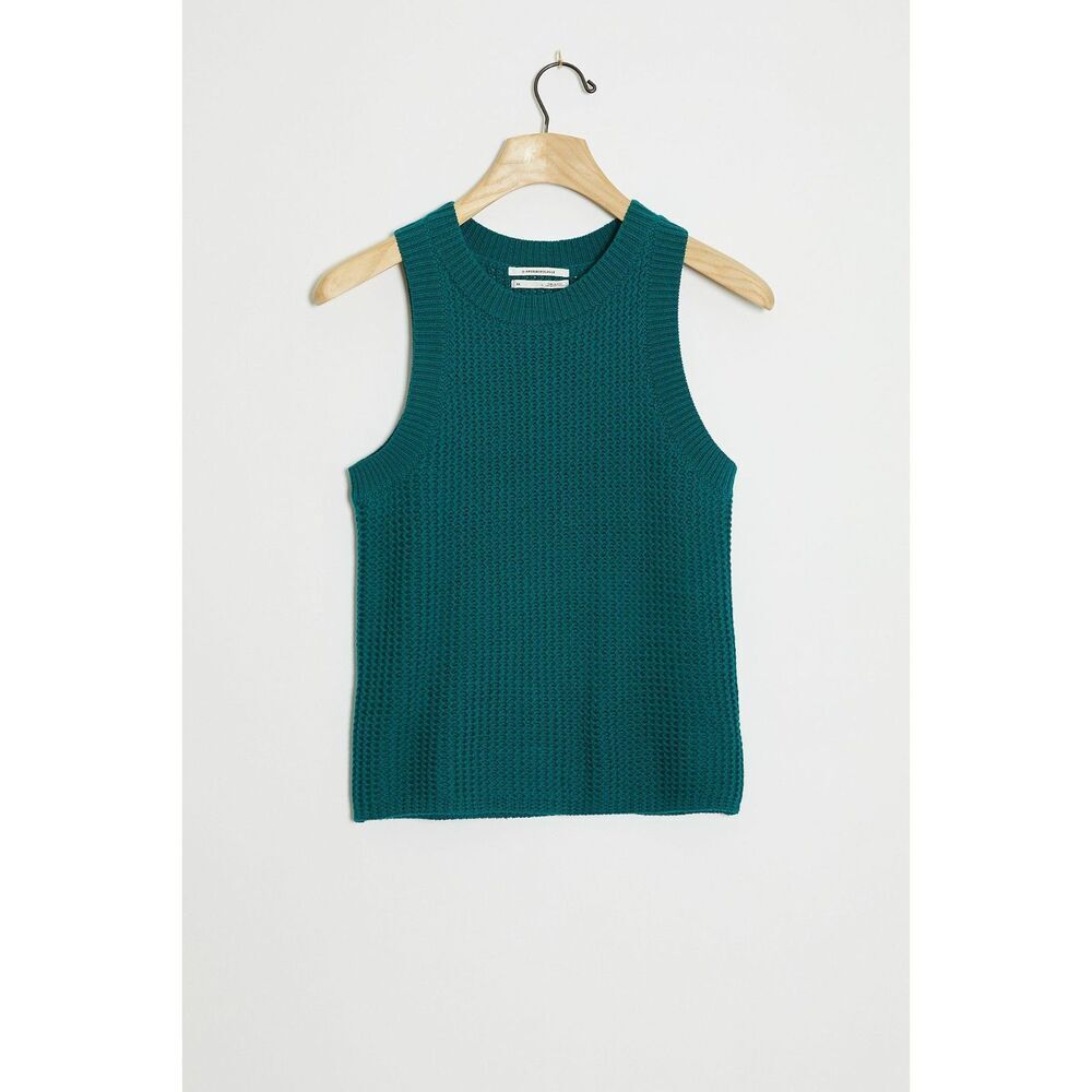 Teal Green Anthropologie Textured Sleeveless Pullover Knit Sweater Tank (NWT)